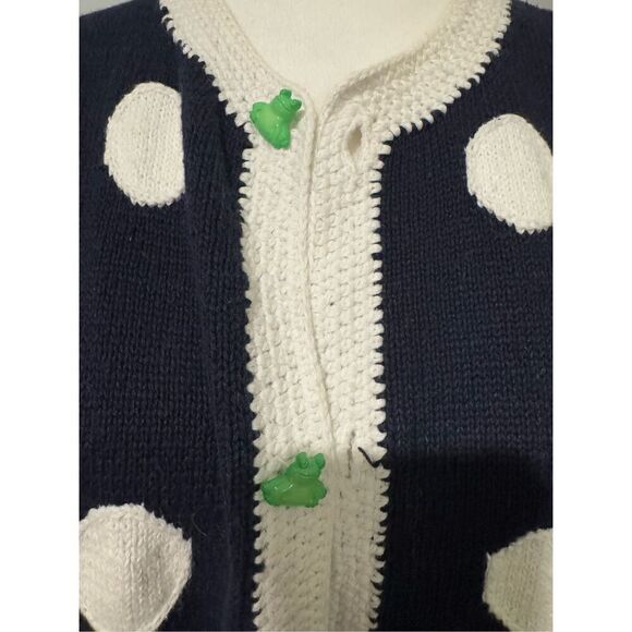 Bellepoint Knit top frog polka dots print S short sleeve frog buttons - Picture 9 of 9